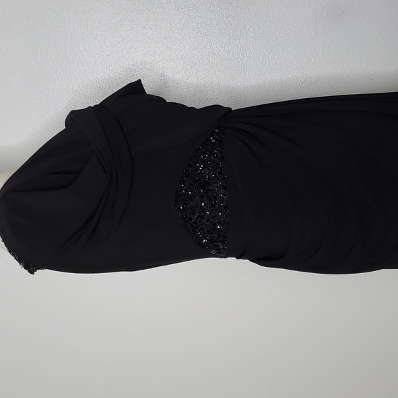 NEW Adrianna Papell Black Sequin Maxi Dress Tall Elegant Luxury Celeb Style - Picture 6 of 16